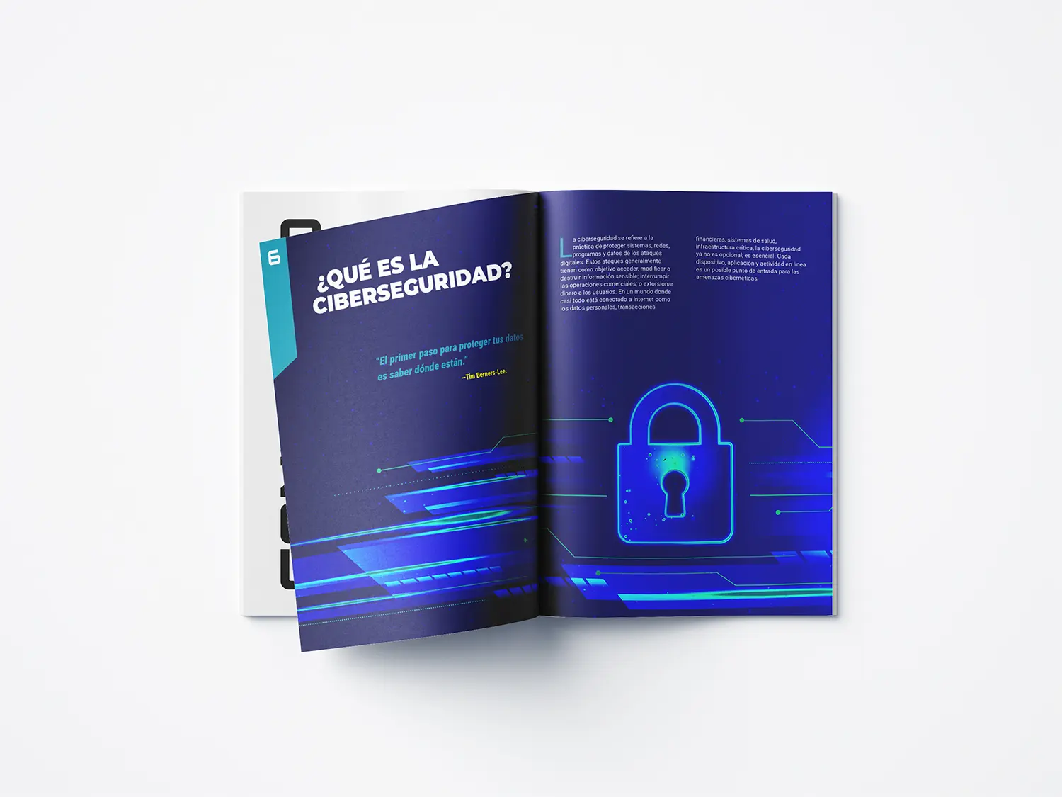 Diseño de página interior sobre qué es la ciberseguridad.